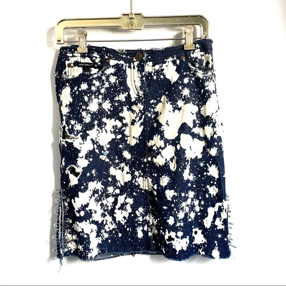 Rare Vintage Betsey Johnson bleached denim skirt